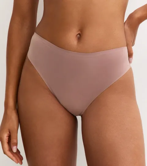 Women's Pink Smooth Bonded High Waist Brazilian Briefs