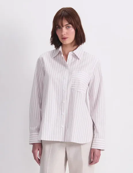 Sportscraft Pure Cotton Striped Collared Shirt Pink Mix