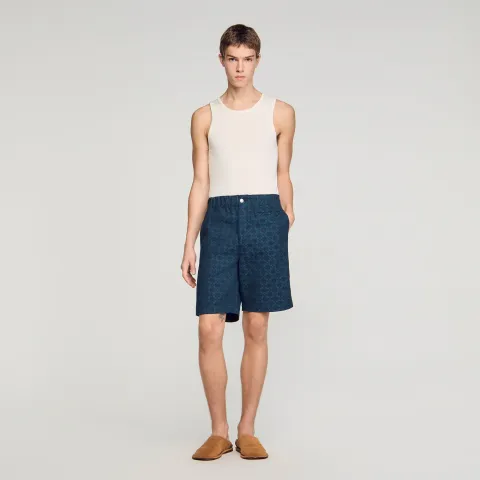 Square Cross denim shorts