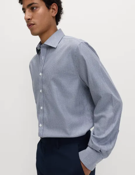 Marks & Spencer Utimate Regular Fit Non Iron Cotton Shirt Dark Ink