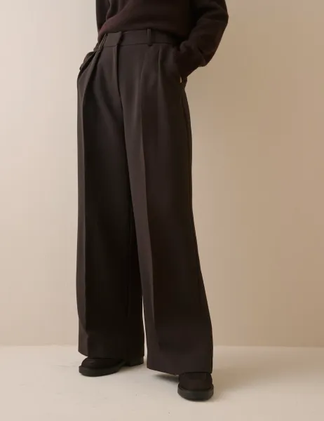 Nobody's Child Crepe Wide Leg Trousers Brown
