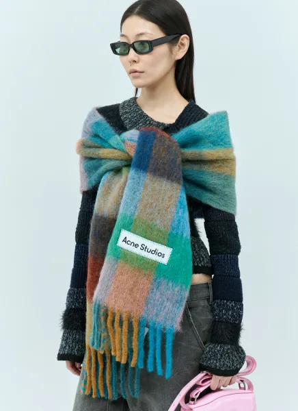 Mohair Checked Scarf