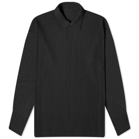 Pleated Long Sleeve Polo
