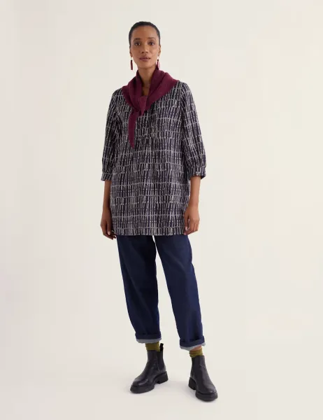 Seasalt Cornwall Printed Round Neck 3 Quarter Sleeve Relaxed Fit Tunic