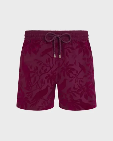 Vilebrequin Men Ultra-light And Packable Swim Shorts Flocked Birds Of Paradise