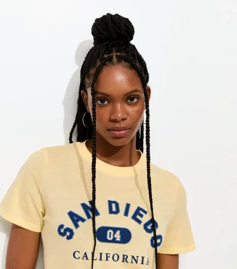 Women's Light Yellow San Diego Print T-Shirt