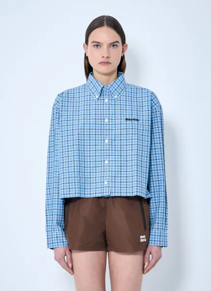 Check Logo Embroidery Shirt