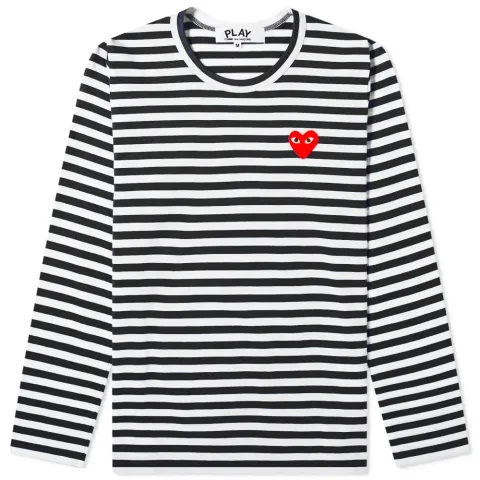 Women's Long Sleeve Heart Logo Stripe