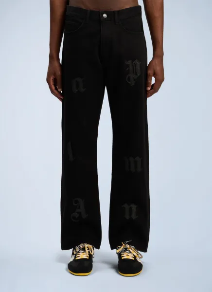 Logo Patch Straight Jeans