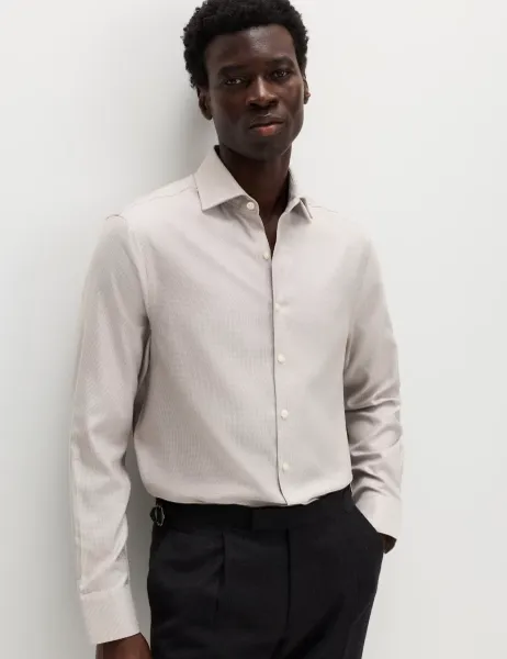 M&S SARTORIAL Regular Fit Egyptian Cotton Dobby Shirt Neutral