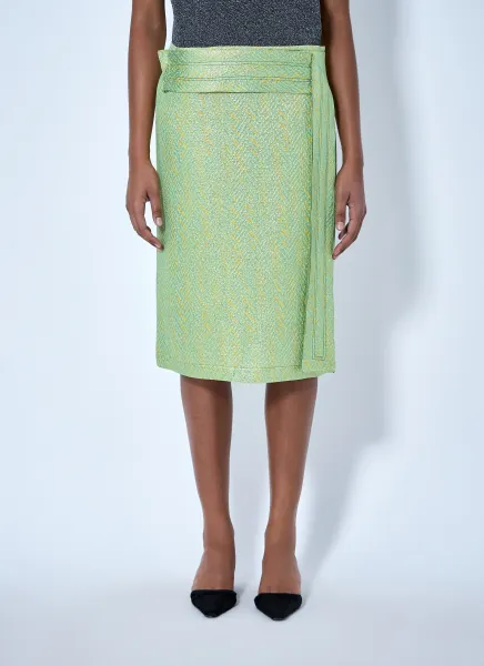 Wrap-Effect Midi Skirt