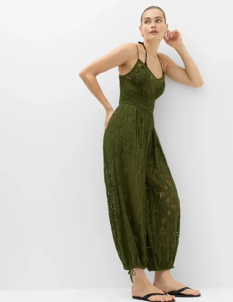 Marks & Spencer Cotton Rich Lace Balloon Jumpsuit