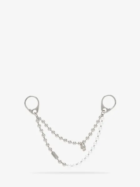 Pearl & Skull Double Chain Charm