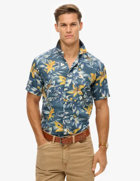 Superdry & Co Cotton Blend Hawaiian Shirt Blue Mix