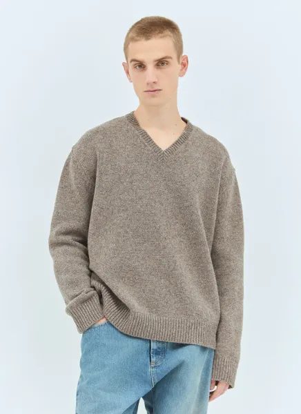 Washed Wool V-Neck Sweater
