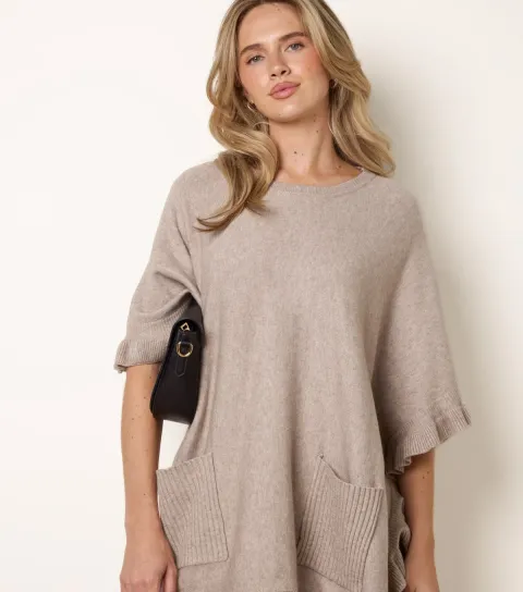 Blue Vanilla Women's Oatmeal Knitted Frill Cape
