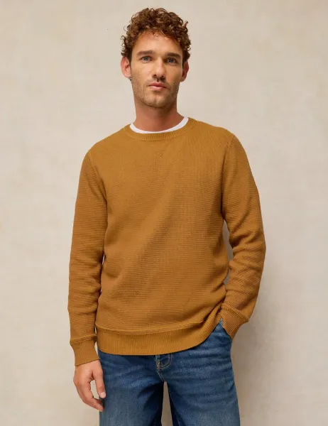 White Stuff Pure Cotton Crew Neck Jumper Tan
