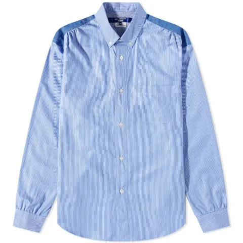 Cotton Broadstripe Mix Panel Shirt