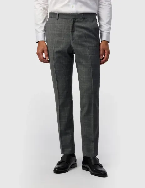Ted Baker Tailored Fit Wool Blend Check Suit Trousers Grey