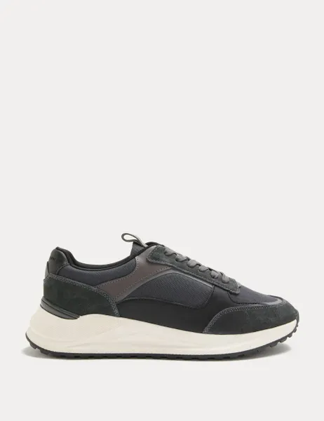Autograph Lace Up Mesh Runner Trainers Dark Grey Mix