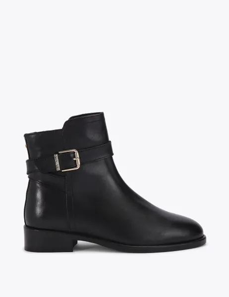 Carvela Leather Buckle Flat Ankle Boots Black