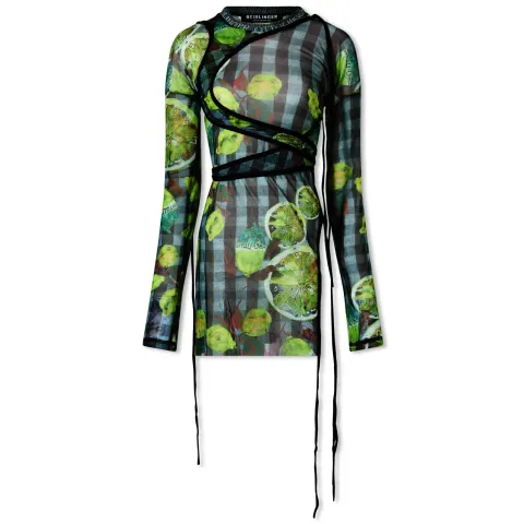 Long Sleeve Mesh Wrap Top