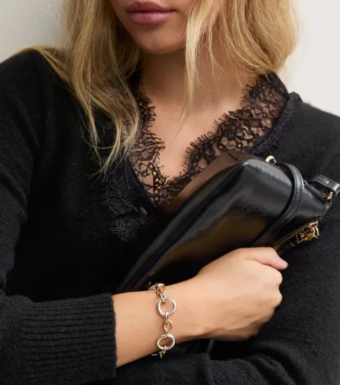 New Look Mixed Metal Oval Link Chain Bracelet