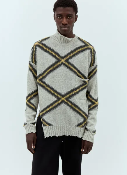 Distressed High-Neck Sweater
