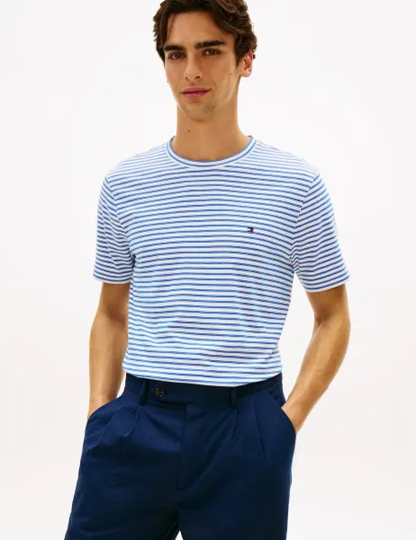 Tommy Hilfiger Pure Cotton Striped T-Shirt Blue Mix