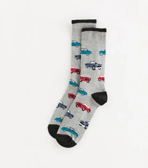 Men's Mens Grey Car Pattern Ankle Socks