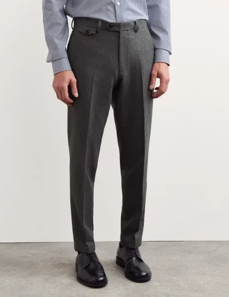 Jaeger Tailored Fit Wool Blend Trousers Charcoal