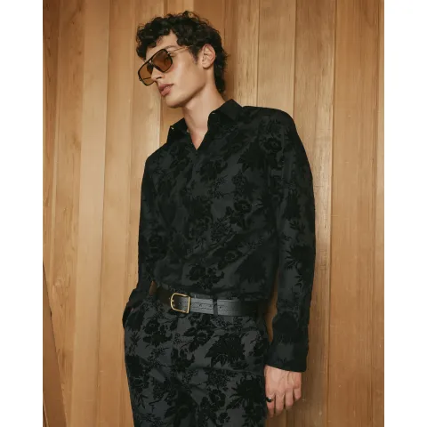 River Island Twisted Tailor Floral Flocked Shirt