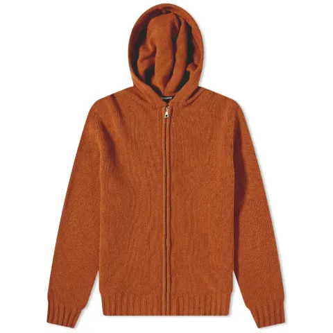 Curved Logo Zip Hooded Knit