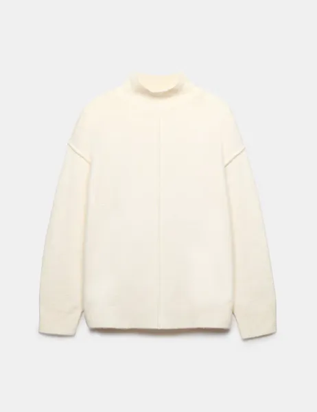 Marks & Spencer Funnel Neck Seam Detail Relaxed Jumper With Wool