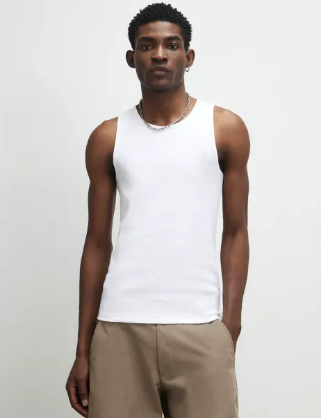 River Island 3 Pack Cotton Rich Ribbed Sleeveless Vests Grey Marl