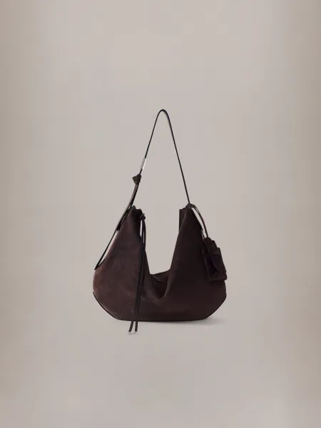 WOMEN - WOMEN'S SUEDE BISCOTTO SHOULDER BAG - Dark Brown