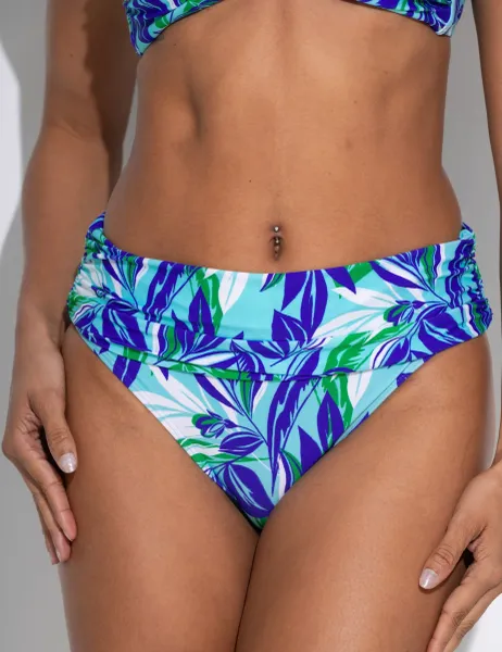 Pour Moi Santa Monica Printed Foldover Bikini Bottoms Aqua Mix