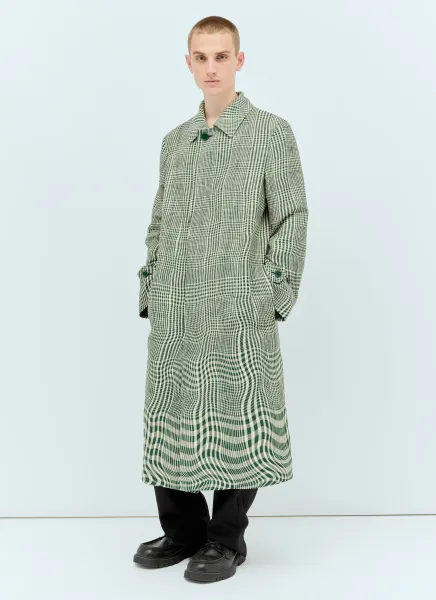 Long Warped Houndstooth Car Coat