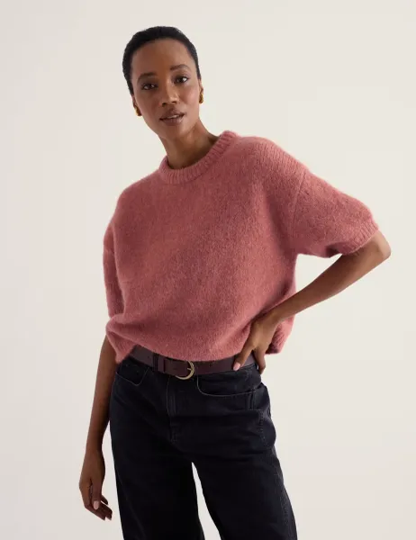 Seasalt Cornwall Textured Jumper with Wool & Mohair Pink