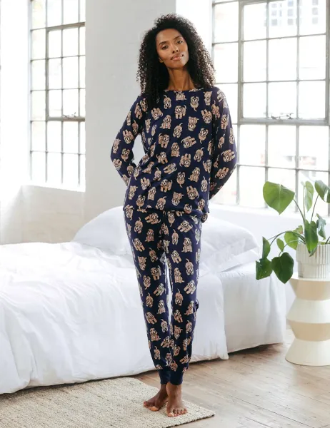 Chelsea Peers Cockapoo Print Pyjama Set Navy Mix