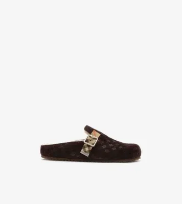 Check Shearling Urchin Clogs in Moorhen brown