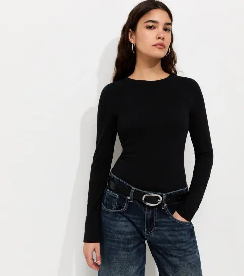 New Look Women's Black Long Sleeve Crew Neck Body