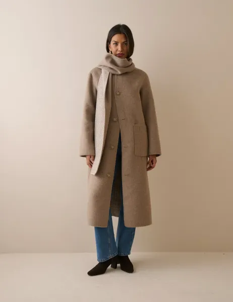 Nobody's Child Wool Blend Checked Reversible Scarf Coat