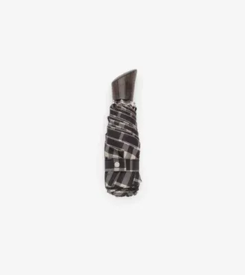 Check Folding Umbrella in Black/calico beige