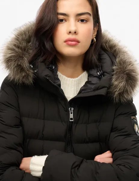 Superdry & Co Padded Quilted Hooded Longline Jacket