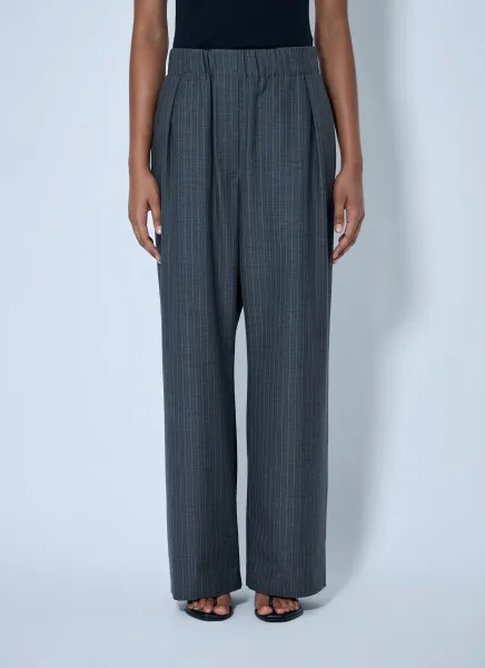 Pinstripe Wide-Leg Trousers