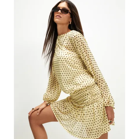 River Island Long Sleeve Polka Dot Mini Dress