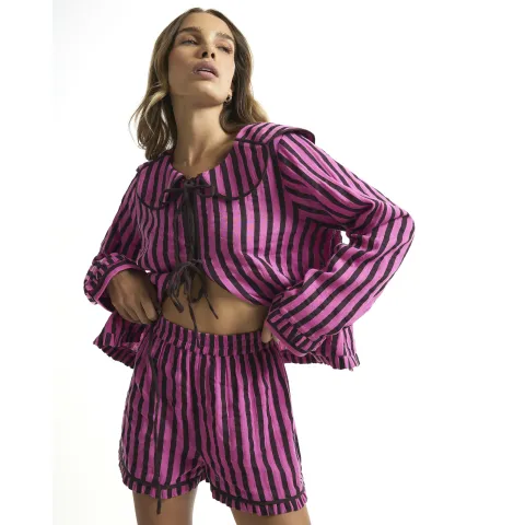 River Island Long Sleeve Oversized Collar Pyjama Set