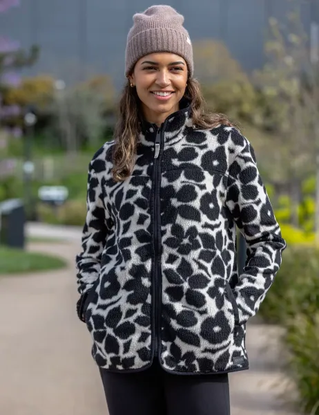 Frankie Floral Borg Fleece Jacket Black Mix