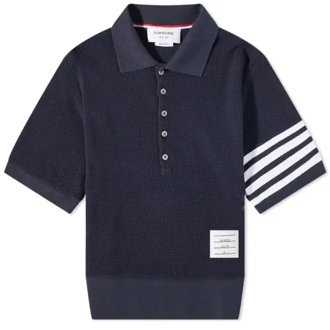 4 Bar Striped Waffle Polo